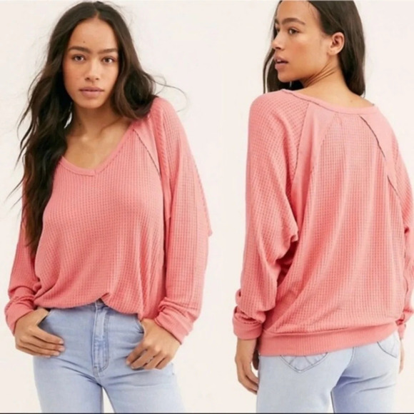 We the Free Santa Clara Pink Thermal Top Size Medium - Picture 1 of 6